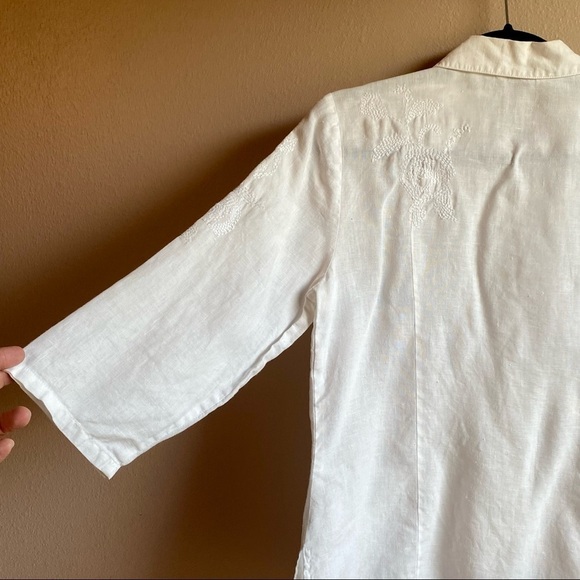 Richard Malcolm Shirt Women’s Size Small White Irish Linen button up Shirt - Picture 6 of 12